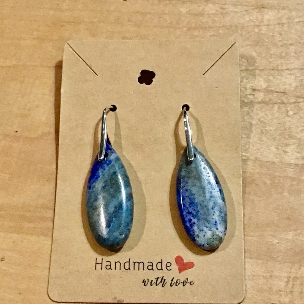 Handmade Lapis Lazuli on Silver Plated Earrings